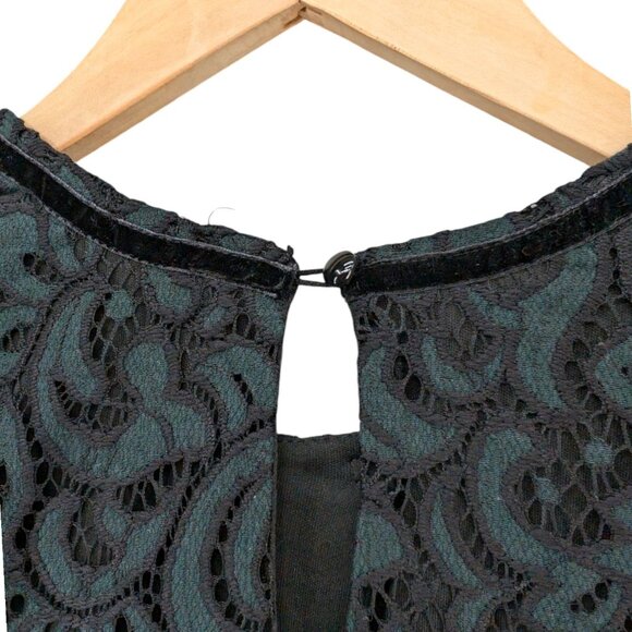 Romeo Juliet Couture Lace Mini Dress Green Black Short Sleeve Lined Size S - Picture 10 of 11